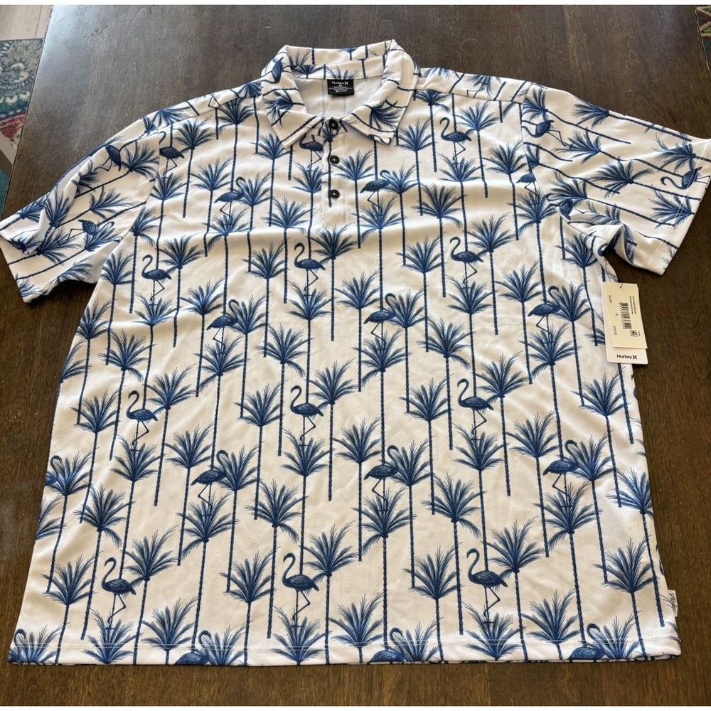 Hurley Mens H20-Dri Ace Fiesta Polo Shirt White XL